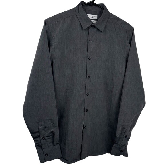 Mercer & Spring Button Up Long Sleeve Dress Shirt Mens Size Small Gray New - Picture 2 of 9